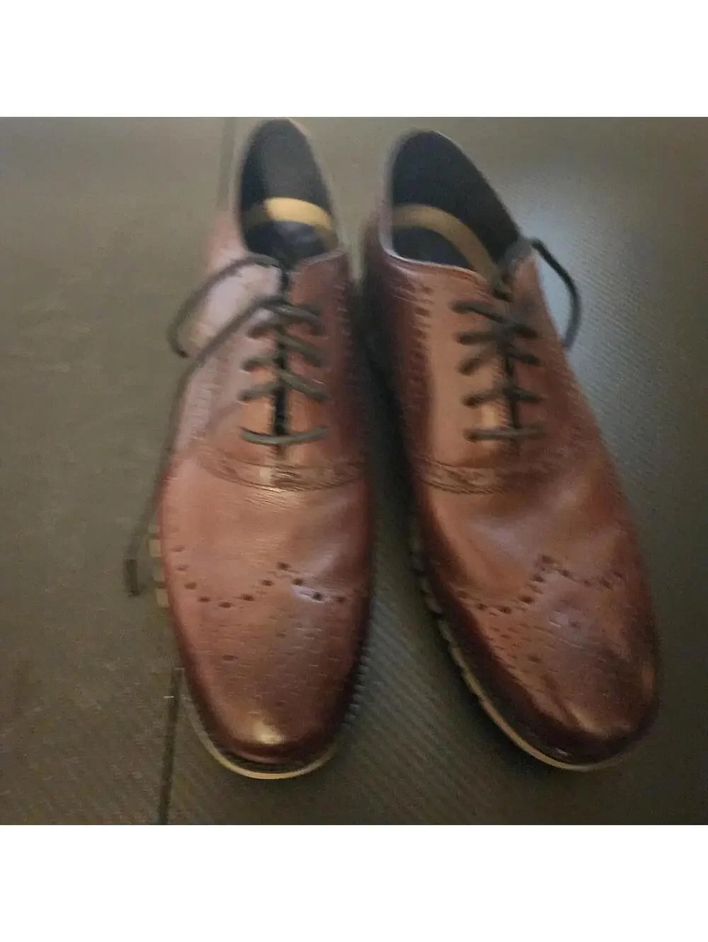 Cole Haan ZERØGRAND Brown Leather Wingtip Oxford Shoes Men's Size 12